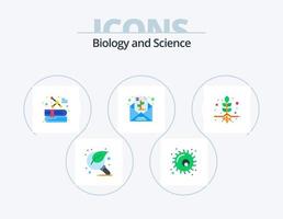paquete de iconos planos de biología 5 diseño de iconos. planta. papel. planta. Nota. molécula vector