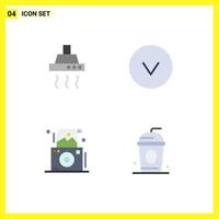 Set of 4 Vector Flat Icons on Grid for drink photography kitchen down cola Editable Vector Design Elements