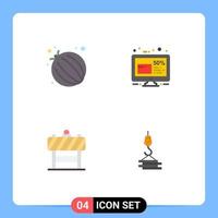 Modern Set of 4 Flat Icons and symbols such as food board discount percentage blocker Editable Vector Design Elements