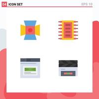 Group of 4 Modern Flat Icons Set for light internet studio chip web Editable Vector Design Elements