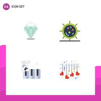 Flat Icon Pack of 4 Universal Symbols of diamound accordion stone form music Editable Vector Design Elements