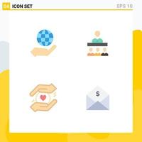 4 Creative Icons Modern Signs and Symbols of global safe hand teamwork dollar Editable Vector Design Elements