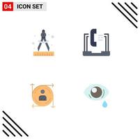 4 Universal Flat Icon Signs Symbols of compass predication communication laptop path Editable Vector Design Elements