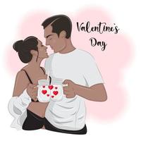 Couple in Paris near the Eiffel Tower, Valentine's Day vector illustration 5