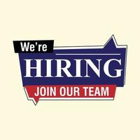 we are Hiring recruitment open vacancy design lettering vector
