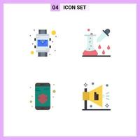 Set of 4 Modern UI Icons Symbols Signs for email data smart watch microbiology security Editable Vector Design Elements