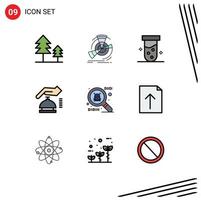 Group of 9 Filledline Flat Colors Signs and Symbols for document security tube cyber gdpr Editable Vector Design Elements