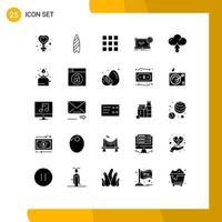 Group of 25 Solid Glyphs Signs and Symbols for cloud engineering web electronics blueprint Editable Vector Design Elements