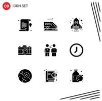 Editable Vector Line Pack of 9 Simple Solid Glyphs of deal business spaceship agreement photo Editable Vector Design Elements