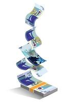 Vector illustration of Kuwaiti dinar notes flying. scalable and editable eps