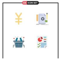 Stock Vector Icon Pack of 4 Line Signs and Symbols for currency shopping creative feedback store Editable Vector Design Elements