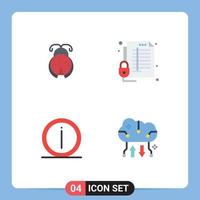 4 Creative Icons Modern Signs and Symbols of bug details spring protection help Editable Vector Design Elements