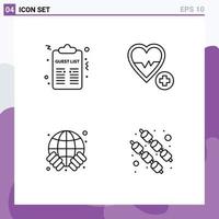 Line Pack of 4 Universal Symbols of celebration globe list heart safe Editable Vector Design Elements