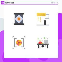 Pack of 4 creative Flat Icons of canned aperture coding paint photography Editable Vector Design Elements