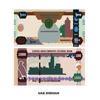 ilustración vectorial de la nota dirham de los emiratos árabes unidos aislada sobre fondo blanco, eps escalable y editable vector