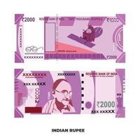 Vector Illustration of Indian rupee note Isolated on white background, scalable and editable eps