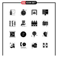 Pack of 16 Modern Solid Glyphs Signs and Symbols for Web Print Media such as development computer navigation coding shop Editable Vector Design Elements