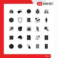 Interfaz de usuario de 25 paquetes de glifos sólidos de signos y símbolos modernos de elementos de diseño de vectores editables de bolsa de finanzas de pastel global de bayas