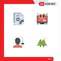 conjunto de 4 paquetes de iconos planos comerciales para desarrolladores en línea api y elementos de diseño de vectores editables femeninos