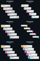 Vector 6 Infographics Pack Presentation slide template 5 Steps cycle diagrams and timelines