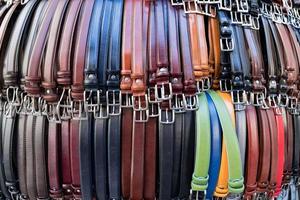 leather belts in italian shop in florence photo