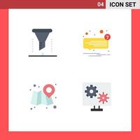 4 Universal Flat Icons Set for Web and Mobile Applications chemical analysis unread filter message location Editable Vector Design Elements