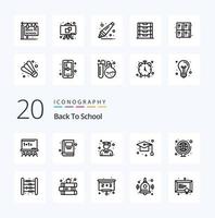 20 Back To School Line icon Pack like globe study graduate school education vector