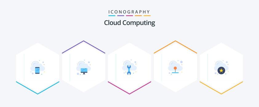 paquete de 25 iconos planos de computación en la nube que incluye la nube. nube. red. nube vector