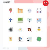 Set of 16 Modern UI Icons Symbols Signs for direction arrows message arrow glasses Editable Pack of Creative Vector Design Elements