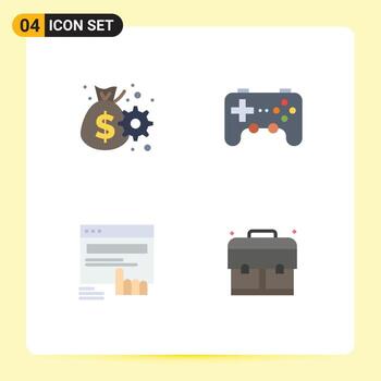 conjunto de iconos planos de interfaz móvil de 4 pictogramas de elementos de diseño de vectores editables web de juego de engranajes de dedos de negocios