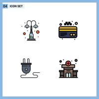 Modern Set of 4 Filledline Flat Colors and symbols such as elements energy park card power supply Editable Vector Design Elements
