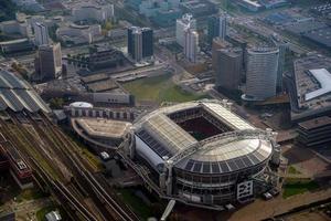 amsterdam arena stadium aerial panorama landscape while landing photo