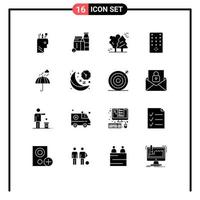 16 User Interface Solid Glyph Pack of modern Signs and Symbols of camping tv alpine remote scandinavia Editable Vector Design Elements