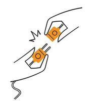 persona de doodle dibujada a mano con ilustración de enchufe de toma de corriente