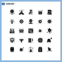 Set of 25 Modern UI Icons Symbols Signs for report marketing shop calendar hand Editable Vector Design Elements