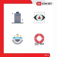 Group of 4 Modern Flat Icons Set for battery allocation phone gadget human Editable Vector Design Elements