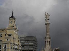 Columbus square with Monument to Christopher Columbus, in Madrid photo