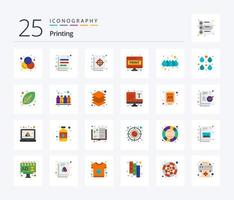 Printing 25 Flat Color icon pack including screen page. paper. circular. doc. file vector