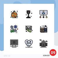 Mobile Interface Filledline Flat Color Set of 9 Pictograms of medical setting hierarchy preference call Editable Vector Design Elements