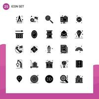 Universal Icon Symbols Group of 25 Modern Solid Glyphs of printing monitor success display search Editable Vector Design Elements