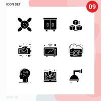 Stock Vector Icon Pack of 9 Line Signs and Symbols for oven iot computing internet green Editable Vector Design Elements