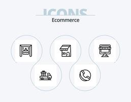 paquete de iconos de línea de comercio electrónico 5 diseño de iconos. compras. regalo. carro. agregar. comercio electrónico vector