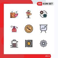 Set of 9 Modern UI Icons Symbols Signs for percent credit control gift perfume Editable Vector Design Elements