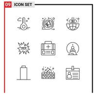 9 Creative Icons Modern Signs and Symbols of medical briefcase finance new shopping Editable Vector Design Elements