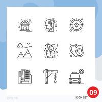 Modern Set of 9 Outlines and symbols such as snowman man business travel nature Editable Vector Design Elements
