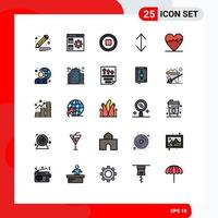 paquete de iconos de vector de stock de 25 signos y símbolos de línea para elementos de diseño de vector editables de flecha de escala de gestión de cardiograma de pulso