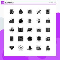 User Interface Pack of 25 Basic Solid Glyphs of news festival global day candy Editable Vector Design Elements