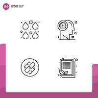 4 Thematic Vector Filledline Flat Colors and Editable Symbols of color thinking edit mind chain Editable Vector Design Elements