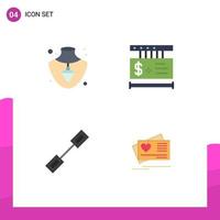 Modern Set of 4 Flat Icons Pictograph of nacklace link price shopping card Editable Vector Design Elements