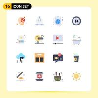 Flat Color Pack of 16 Universal Symbols of id card card internet player media Editable Pack of Creative Vector Design Elements